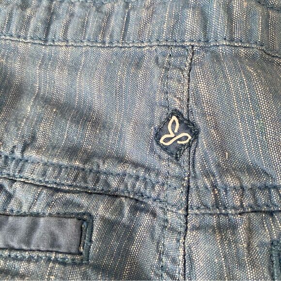 Prana Retro Vinia Shorts Sunwashed Blue Striped Organic Cotton Hemp Beach… - Picture 5 of 5